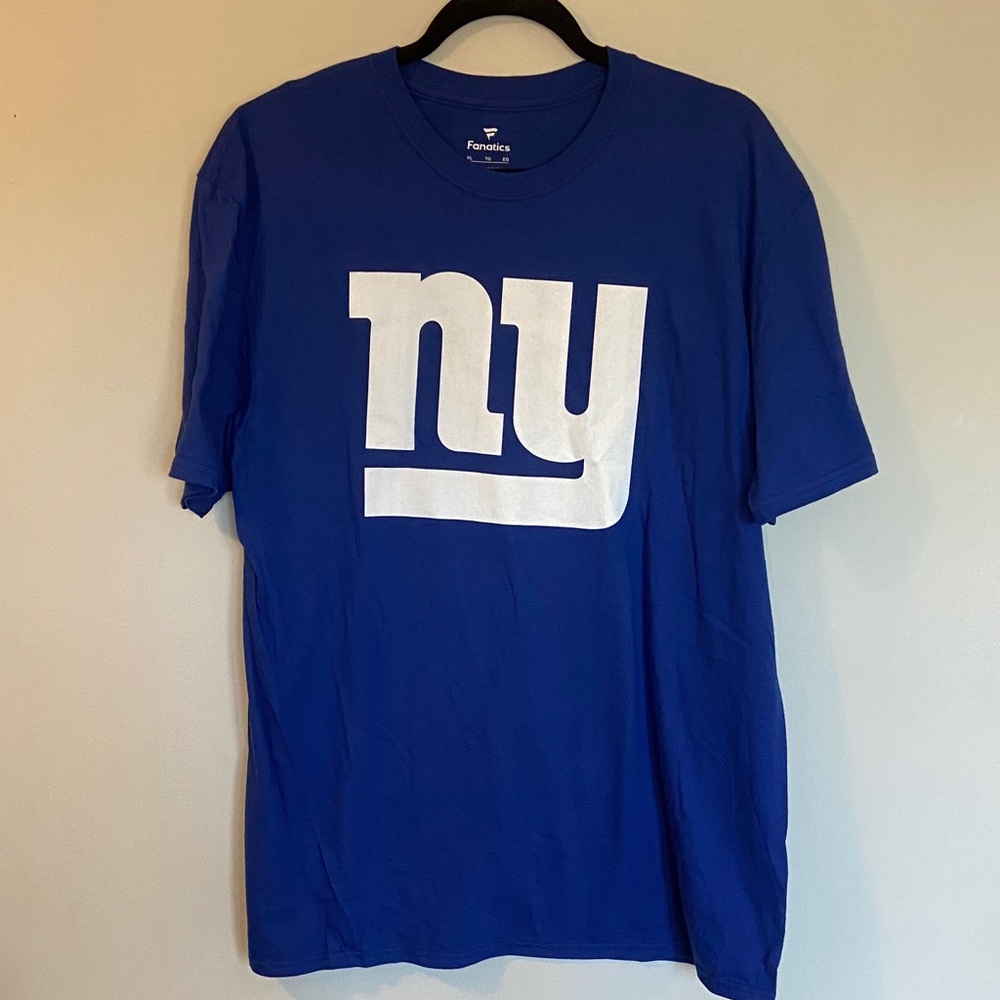 NWOT Fanatics Men’s NY Giants Blue T-Shirt with White Logo 02 Frankie